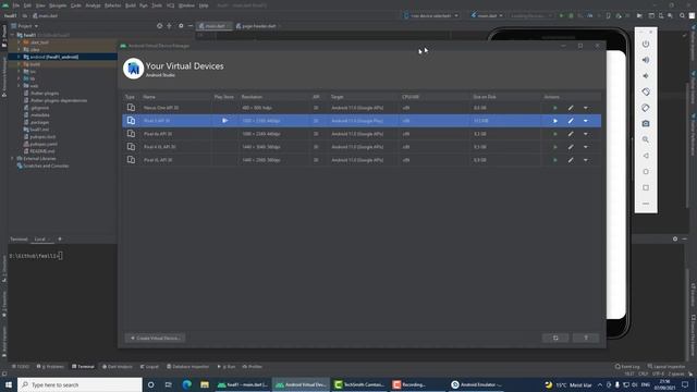 Flutter - Android Studio - No device selected