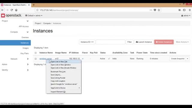 Creating Windows Instance in Open Stack Cloud