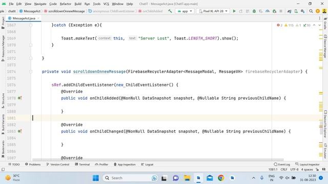 chatting app using firebase in android | Scroll down on new message смотреть онлайн