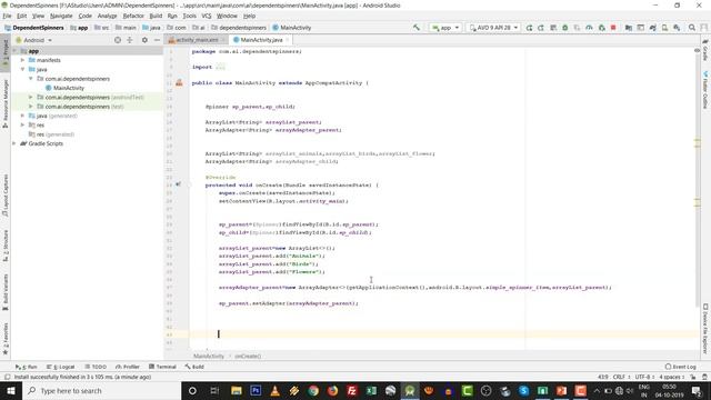 dependent spinners in android with android studio | #android