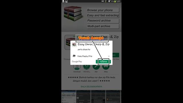 TUTORIAL DOWNLOAD THE APP EASY UNRAR UNZIP  ZIP IN THE PLAY STORE