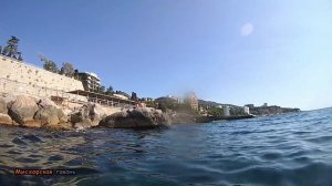 КОРЕИЗ ПЛЯЖИ МИСХОР САНАТОРИЙ НАБЕРЕЖНАЯ РУСАЛКА, ПАРКСНОРКЛИНГ У СКАЛЫ МОНАХБОЛЬШАЯ ЯЛТА КРЫМ