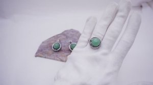 Гарнитур серьги и кольцо посеребрение нефрит комплект 3972 Хорошие Вещи