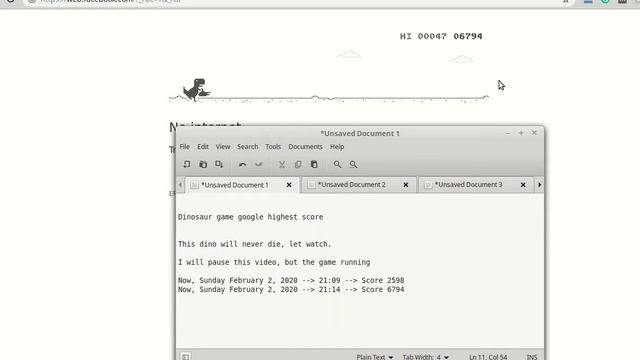 Dinosaur game Google Highest Score - Never Die Dino (2020)