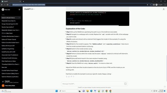 How to switch to a modal in Python using Selenium