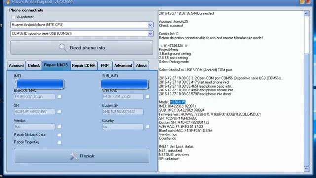 Repair Imei Huawei Y330-U15 HDE Tool смотреть онлайн