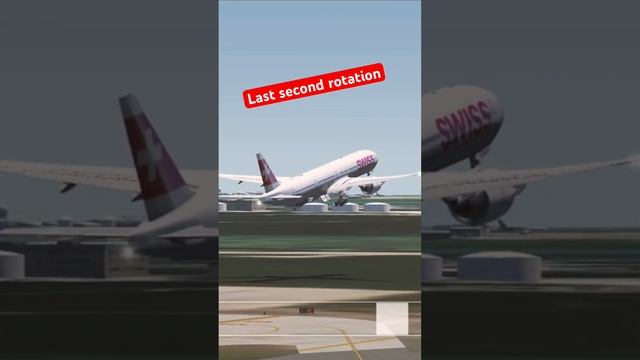 Swiss Boeing 777 last second rotation, close call • Aerofly FS 2023 смотреть онлайн
