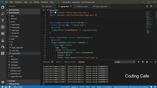 Flutter Material Design Widgets - Flutter Registration and Login Form - Flutter Sign Up Tutorial 02