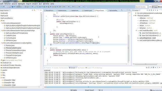 aula 5041 android4 Gravando no banco de dados Sistema CRUD Completo смотреть онлайн