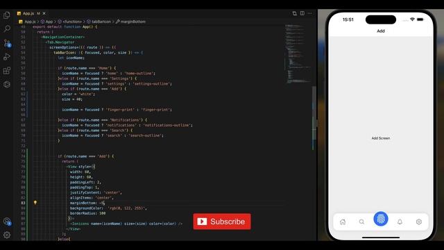 React Native Footer Tab Navigation Tutorial | Step-by-Step Tutorial for Beginners - Custom Button #
