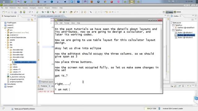 #android #androidtutorial Android Tutorials Lesson 5   Calculator Design XML