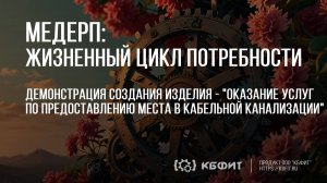 КБФИТ: МЕДЕРП. ЖПЦ.Создание изделия- оказание услуг по предоставлению места в кабельной канализации