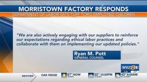 Morristown manufacturer had 10 children working in factory, Department of Labor says