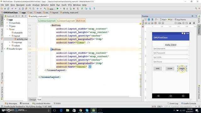 LinearLayout Example смотреть онлайн