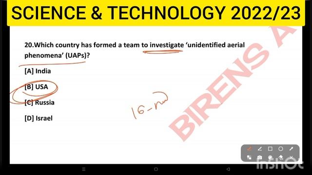 OAVS -2023 || SCIENCE & TECHNOLOGY CURRENT AFFAIRS -2022/23 || BASED ON PREVIOUS YEAR ||