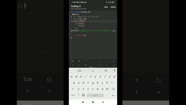 Loop(while): Summation of a series Android C programming