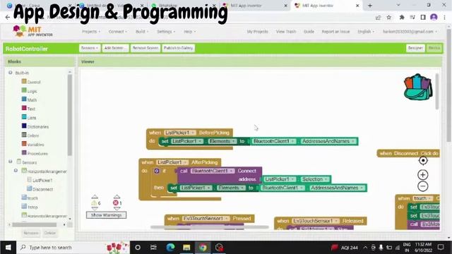 Touch sensor of Ev3 code With MIT App Inventor