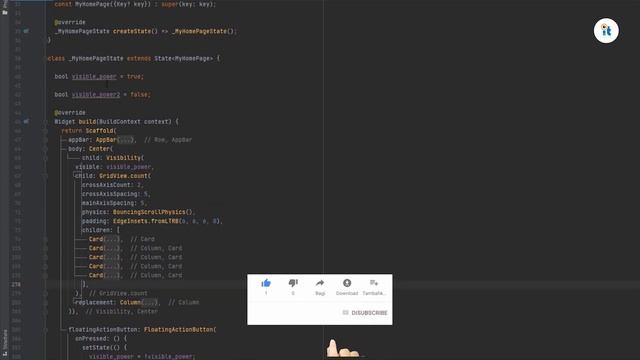 Flutter Show/Hide widget | Flutter Visibility example | Flutter Tutorials