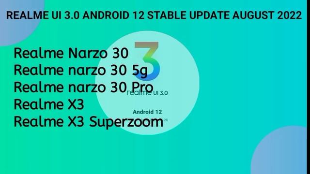 Realme UI 3.0 Android 12 Stable Update Q2 Device list including Old device update in August 2022