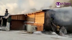 Пожар на лесоперерабатывающем предприятии в Усть-Илимске