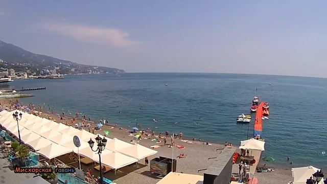 Ялта пляж Приморский кафе, акватория виды побережье, развлечения Крым