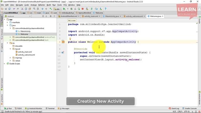 #Android App Development Tutorial in Hindi-5-Creating New Activity -Learn with Milind-हिंदी