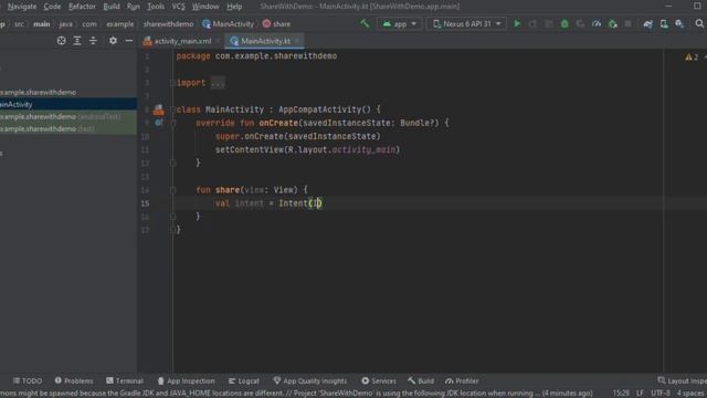 How to Create Share Button with Another app in Kotlin Android Studio | Android Tutorials