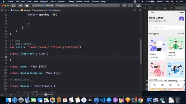SwiftUI 2.0 Course App - SwiftUI 2.0 Custom Tab Bar With Navigation Views - Xcode 12 - SwiftUI 2.0