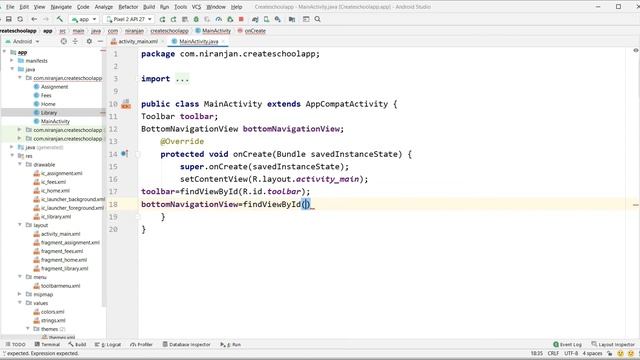 Design School Project in Android Studio | Part -2 |  Add Bottom Bar Navigation in Android Studio