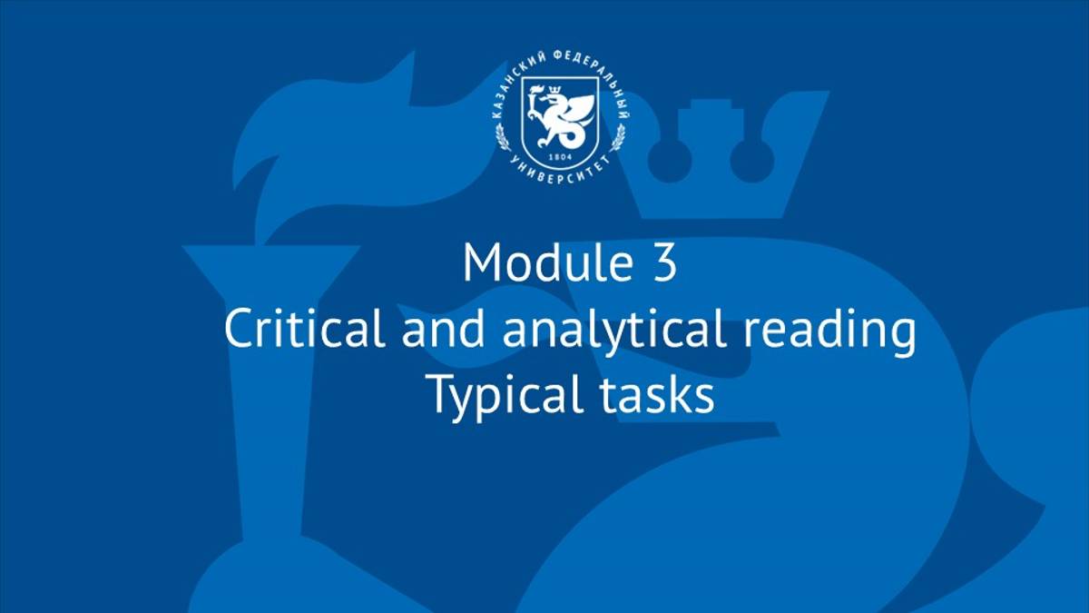 Module 3. Critical and analytical reading