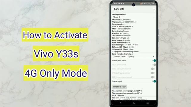 Vivo Y33s only 4G LTE | Force LTE Vivo Y33s