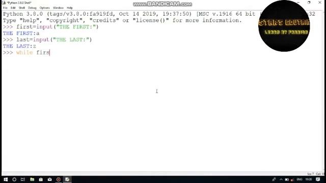 Program to find first value to the last value value given by the user ||python program||working wit