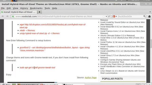 Install Hybird-Man-of-Steel Theme on Ubuntu 11.10/Linux Mint 12 - Gnome Shell GTK3