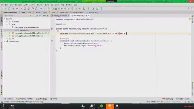 Android App Development Tutorial::4th class(text editor in  Android studio)android app developer