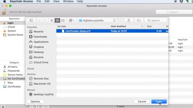 Uvoz digitalnega potrdila v "Keychain Access" смотреть онлайн