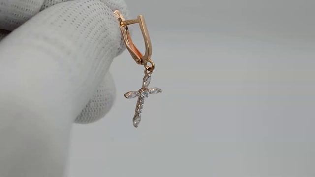 Серьги золотые 02-1615 Крестик 16 фианит смотреть онлайн