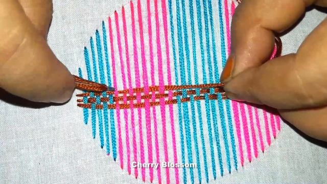 Hand Embroidery cushion cover design by cherry blossom.