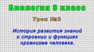 Биология 8 класс (Урок№3 - История развития знаний о строении и функциях организма человека.)