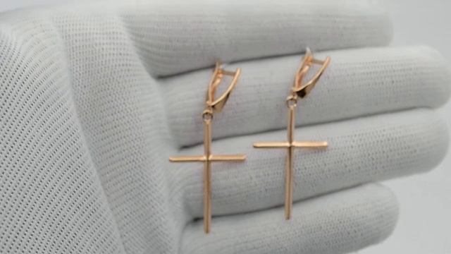 С-3012 Серьги Золотой Крест смотреть онлайн