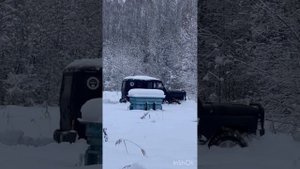 УАЗ хантер дизель в снегу , зима. На пасеку зимой .