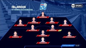 El equipo de Islandia ante Argentina