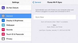 Settings | iTunes Wi Fi Sync