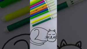 How To Draw Cute Sleeping  Cat😺 Using Number 2