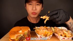 ASMR TRIPLE CHEESEBURGERS & ANIMAL STYLE FRIES MUKBANG (No Talking) EATING SOUNDS | Zach Choi ASMR