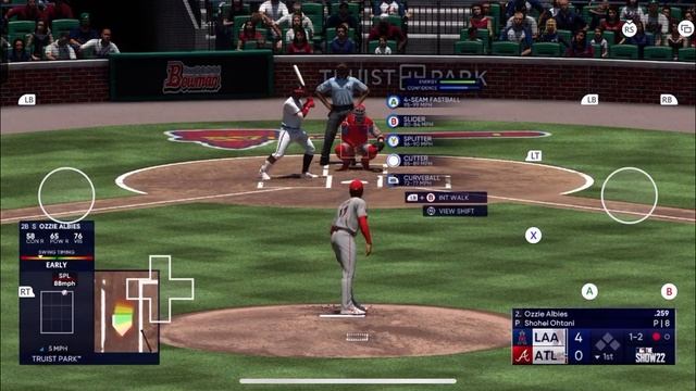MLB The Show 22 ON IPHONE!!! Los Angeles Angels VS Atlanta Braves multiple home runs w touchscreen