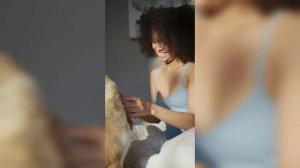 Cute girl romance in bed with a dog || new video 2021 || Very nice video in this year .