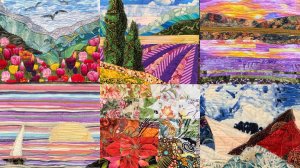 Лоскутный пейзаж.  Стежка и осноровка #diy #лоскутноешитье