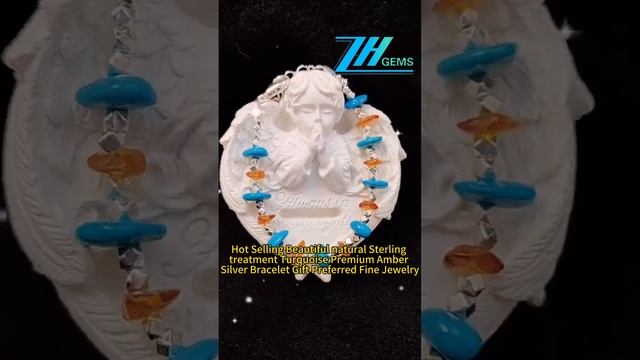 GN-20241018-02 Hot Selling Beautiful natural Sterling treatment Turquoise Premium Amber Silver