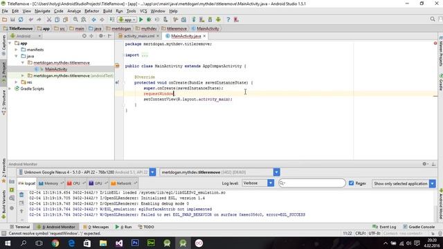 AndroidStudio - How To Remove Title Bar смотреть онлайн