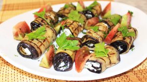 Рулетики из баклажанов, сыра и грецких орехов